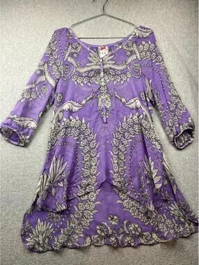 Yoana Baraschi Silk Tunic Dress Womens Size S Sheer Costal Flow Boho Chic Summer